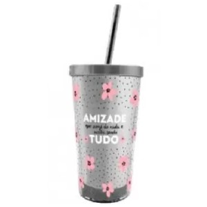 COPO CANUDO ECO 450ML AMIZADE QUE SURGE ZONA CRIATIVA