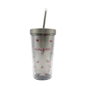 COPO CANUDO ECO 450ML AMIGAS DE CORAÇÃO ZONA CRIATIVA