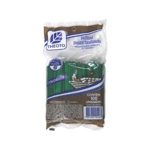 PALITO DE SORVETE PONTA REDONDA ESCOLAR 100 UNIDS VERDE THEOTO