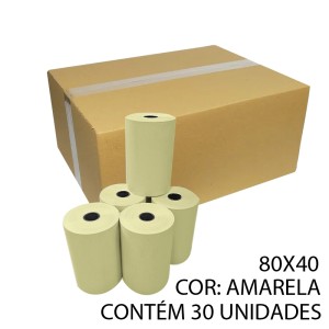 BOBINA TERMICA PDV 80X40 AMARELA CX 30 UNIDS