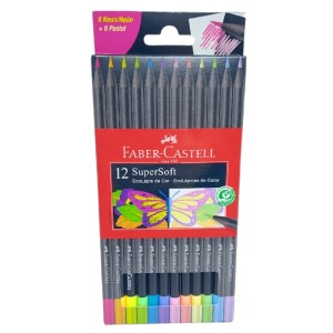 LÁPIS SUPERSOFT 6 NEON + 6 PASTEL FABER CASTELL
