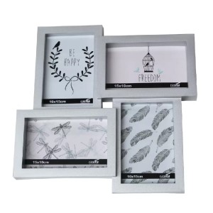 PORTA RETRATO BE HAPPY 4 FOTOS PLÁSTICO BRANCO