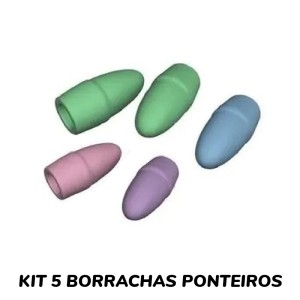 KIT 5 BORRACHA PONTEIRA COLORIDA TRIS