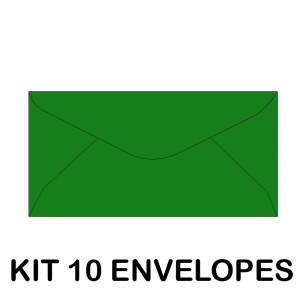 KIT 10 ENVELOPES COLORIDO 114X229MM VERDE BANDEIRA