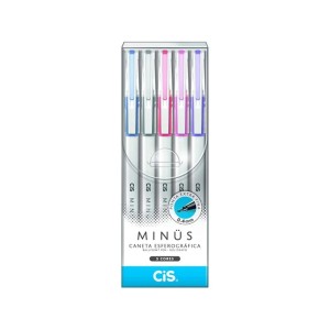 CANETA ESFEROGRÁFICA MINUS COM 5 CORES CIS
