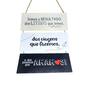 PLACAS DE MADEIRA C/CORDÃO SOMOS O RESULTADO 3 PEÇAS