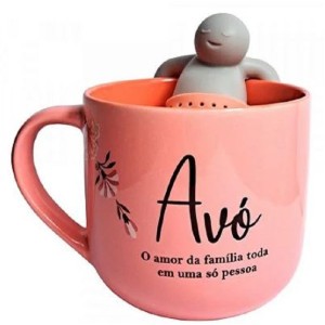 CANECA COM INFUSOR AVÓ NUNCA ENVELHECE - ZONACRIATIVA