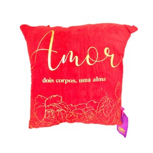 ALMOFADA FIBRA SUEDE 40X40CM AMOR ZONA CRIATIVA