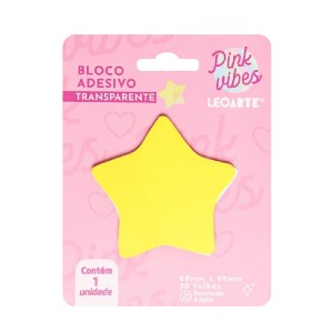 BLOCO ADESIVO PINK VIBES TRANSPARENTE ESTRELA 50FLS LEOARTE
