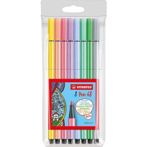 KIT CANETA STABILO  PEN 68 1.0  KIT 8 CORES TONS PASTEL