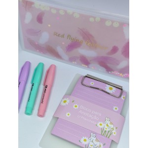 KIT MINI ESTRELA  MINI PASTA + BLOQUINHO + 3 MINI MARCADORES