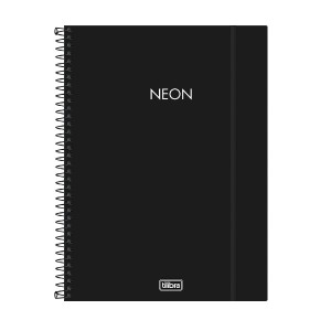 CADERNO ESPIRAL CAPA PLAST UNIV 10M NEON PRETO 160F TILIBRA