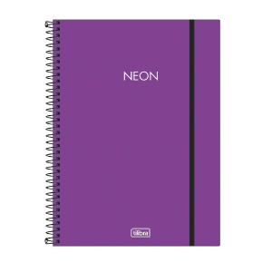 CADERNO ESPIRAL CAPA PLAST UNIV 10M NEON ROXO 160F TILIBRA