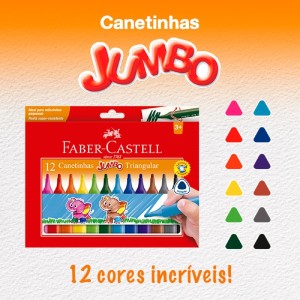 CANETINHA HIDROGRÁFICA JUMBO TRIANGULAR 12 CORES FABER-CASTELL