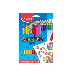 LÁPIS DE COR TRIANGULAR COLOR’PEPS STAR 36 CORES MAPED