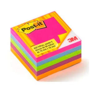 BLOCO DE NOTAS ADESIVAS POST-IT 450 FLS 5 CORES 76X76MM 3M