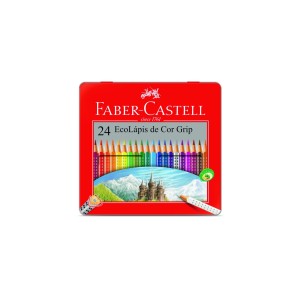 ECOLÁPIS DE COR GRIP 24 CORES ESTOJO DE LATA FABER-CASTELL