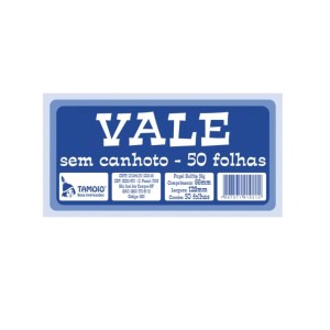 BLOCO DE VALE SEM CANHOTO 50 FOLHAS TAMOIO