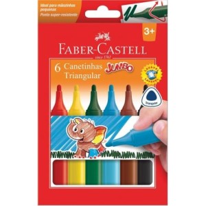 CANETINHA HIDROGRÁFICA JUMBO TRIANGULAR 6 CORES FABER-CASTELL