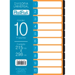 DIVISÓRIA UNIVERSAL P/ FICHÁRIO 10 PROJEÇÕES PRETA PLASTPARK