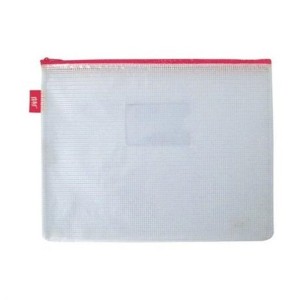 PASTA ZÍPER TRANSP. VERMELHO DE NYLON TRANÇADO - YES