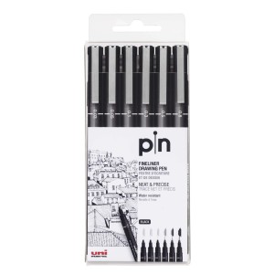 CANETA NANKIN UNI PIN PRETA ESTOJO C/6 UNIBALL