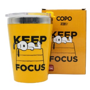 COPO VIAGEM SNAP 300ML SNOOPY KEEP FOCUS ZONA CRIATIVA