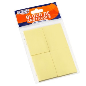 BLOCO DE ANOTACOES 38X51MM 50FLS 4 BLOCOS AMARELO PASTEL BRW